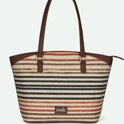 ZOUK Striped Structured Shoulder Bag with Applique image 2