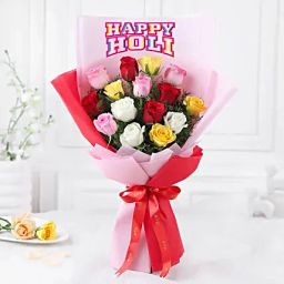 Vibrant Happy Holi Roses Bouquet-image-39