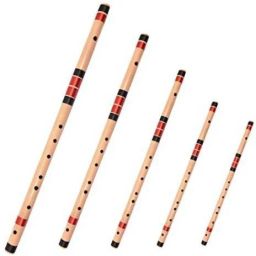 SET of 5 PREMIUM Bansuri, C#, D#, F#, G# & A# medium (with Written Manual & Bag) Bamboo Flute-12