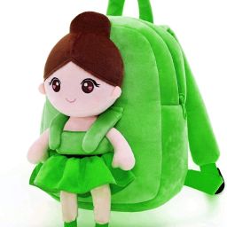Premium Quality Soft Kids School Bag for Picnic (Green_Ballerina_Doll) Plush Bag-image-0