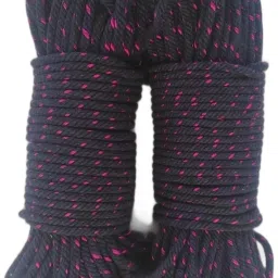 Twisted Cotton ropes for Drying Clothes,Crafting,Wall Hanging,Swing,Macrame work Mix of 2 colors(Violet with Pink Dots)-14