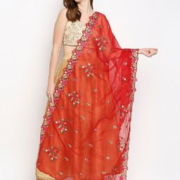 Dupatta Bazaar Embroidered Organza Dupatta with Sequinned-11
