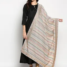 Dupatta Bazaar Grey & Pink Embroidered Dupatta-28