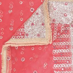 Dupatta Bazaar Red & Silver-Toned Embroidered Dupatta with Sequinned image 4