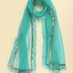 Dupatta Bazaar Ruffles Sequin Embellished Net Dupatta image 5