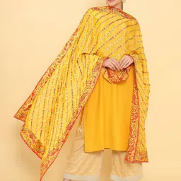 Soch Mustard & Pink Embroidered Dupatta with Thread Work-picture-13
