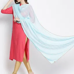Dupatta Bazaar Blue Embroidered Dupatta with Sequinned image 4