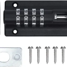 Combination Lock 4 Digit Number Lock Latch Bolt for Cabinets Doors Black Combination Lock-picture-3