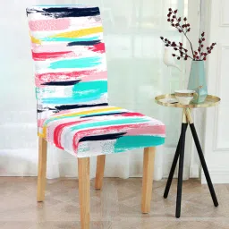 cortina Multicolor Printed Polyester 15 x 19 Inches Stretchable Chair Covers (Set of 4)-picture-27