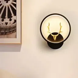 sinoman Black Home Decor Inbuilt Led Fancy Wall Light(Plastic) (3-Lighting Mode) (Round H/F Deer)-picture-3