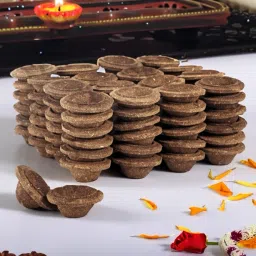 Panchgavya Diya/Deepak, Made of 5 Natural Elements Cow Dung (Pack of 40) Table Diya Set-16