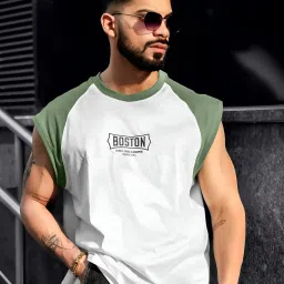 Men Printed Round Neck Pure Cotton Green, White T-Shirt-image-47
