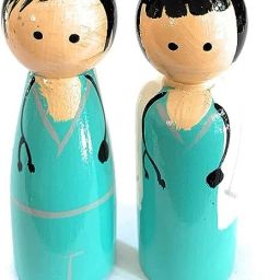 HandCrafted Wooden Doctor Couple Dolls/Toys, Mr & Mrs Vidhya Narayana - 10cms-image-57