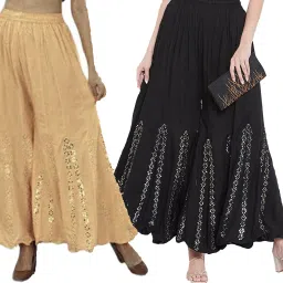 Pack of 2 Women Flared Multicolor Viscose Rayon Trousers-picture-17