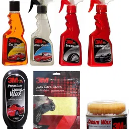 Car wash Shampoo 250ml, Glass Cleaner 250ml, Tyre Dresser 250ml, Dashboard Dresser 250ml, Cream Wax, Premium Liquid Wax, Auto Care Colth Microfiber Fabric Combo-image-25