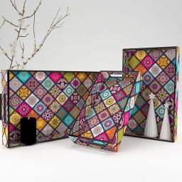 Elisa Honeydew Mandala Decorative Set for Serving & Kitchen Use, Wooden Tray-image-11