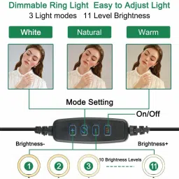 OSMAYO 10“ Ring light with 3 color modes with 7 ft tripod making you tube video Ring Flash image 4