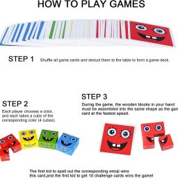 crazybuy Wooden Emoji Face Cube Matching Block Puzzle Game for Kids |16 Cubes 72 Cards| image 3