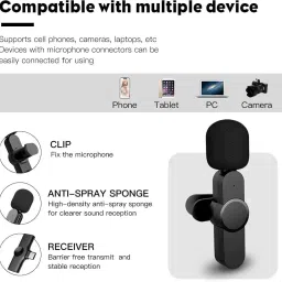 GLE K8 Type c Android & iPhone iPad, Lapel Clip-on Mini Mic for Video Recording Camera Microphone image 4