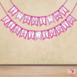 I Got My 1st Tooth Bunting Banner, First Tooth Decoration, Birthday Decoration Banner-image-1