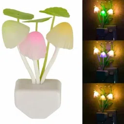 Auto ON/Off Sensor Mushroom Shape LED- Multicolor Light Illuminated and Flowers Night Lamp-6