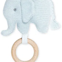Elephant Wooden Teething Ring Soft Knitted Handheld Rattle Toy Rattle-25