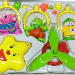 galactic Sweet Cuddles Harmonious Musical cot with Hanging Cartoons for Toddlers/ Infants/ New-Borns/Baby- Multi Colors Multicolor ( 6 Pcs Set )(3 Design Available 1 Design Sending) image 3