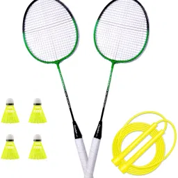 Booster Set Of 2 Badminton With 4 Nylon Shuttle and Pencil Skipping Rope Badminton Kit-image-42