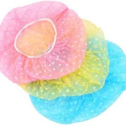 Men & Women Shower Cap Bath Shower Waterproof Clear Hair Cover Bathing Elastic Free-Size Reusable for Homes, Spas, Salons, Beauty Parlors (pack of 3) Multicolor-image-26