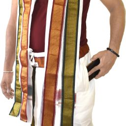 TUNI MANI SPL Readymade Mayilkan Dhoti Pant With Angavastram Set With Side Pocket Solid Men Dhoti-image-50