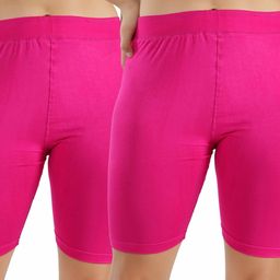 shapyfit Pack of 2 Solid Women Pink Cycling Shorts-picture-0