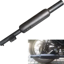 Short Botlle Black Empty Mini Punjab Exhaust silencer Royal Enfield Classic Chrome Full Exhaust System-image-34