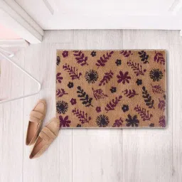 saral home Beige Floral Polypropylene 24x16 Inches AntiSkid Door Mat-picture-28