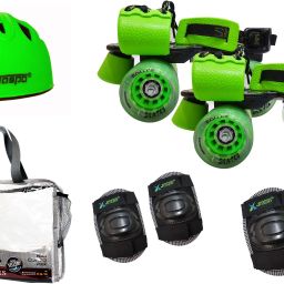 Brillient Intact Green Senior Skates Combo (skates+helmet+knee+elbow+bag)suitable for age 6 to 14 years Skating Kit-image-65