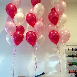 Solid Metallic HD Finish Balloons, 10-inch (Pink, Red and White) - Pack of 50 Balloon-image-95
