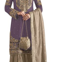 Semi Stitched Georgette Salwar Suit Material Embroidered-image-75