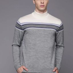 Men Solid Crew Neck Grey Sweater-image-31