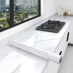 200 cm White Waterproof Decorative Marble Foil Kitchen Wall Desk Removable Peel & Stick Self Adhesive Sticker-image-17