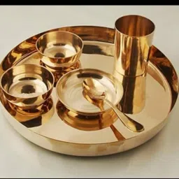 Pack of 6 Bronze Dinner Thali Set of 6 || KANSA Dinner Set-image-58