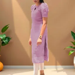 Women Self Design Organza A-line Kurta-15