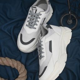 Here N Now Women's White Faux Leather Casual Laceup Sneakers Mojaris For Women-image-2