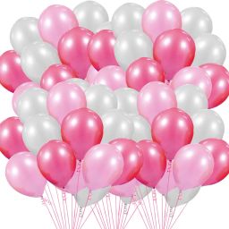 Solid Set Of 51 Pieces Dark Pink, Light Pink and White Latex Balloons for Balloons for Decorations, Girls Birthday Parties,Princess Birthday Decoration Balloon-2