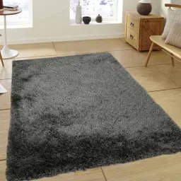saral home Grey Shaggy Polyester 4 ft x 6 ft Machine Made Carpet-picture-32
