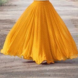 Women Polka Print Flared Yellow, White Skirt-image-19