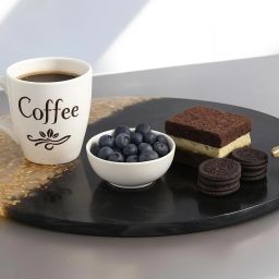 Luxury Black & Gold Resin Serving Tray with Designer Handles (14" Dia & 2.5" H) Tray Serving Set-image-71