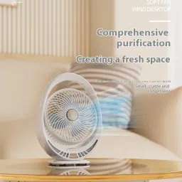 LACCO USB TableFansFolding Rechargeable Fan LED Light And MultifunctionUSB 2025 MODEAL Oscillating Small Desk With 4000 Mah Battery Operated USB Fan image 4
