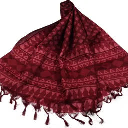 Silk Blend Printed Maroon Women Dupatta-picture-16