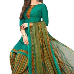 Unstitched Crepe Salwar Suit Material Printed-image-29