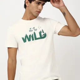 bewakoof Men Graphic Print Round Neck Pure Cotton Beige T-Shirt-picture-23