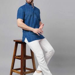 Men Solid Khadi Cotton Straight Kurta-image-98